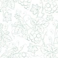 Seamless pattern of branches of grapes on white background.