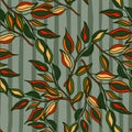 Seamless pattern branches with leaves. Organic background