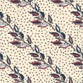 Seamless pattern branches with leaves. Organic background