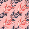 Seamless pattern branches with leaves. Organic background