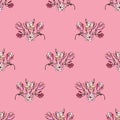 Seamless pattern of branches with magnolia flowers. Vector stock illustration eps10. Royalty Free Stock Photo