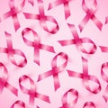 Seamless pattern of breast cancer ribbons awareness month.