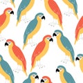 Seamless pattern with bright bird - macaw parrot Royalty Free Stock Photo