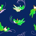 Seamless pattern with bright birds