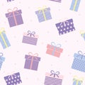 Seamless pattern bright birthday present