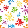 Seamless pattern with bright colored blots, splash on white background