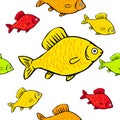 Seamless pattern bright colored fish on a white background Royalty Free Stock Photo
