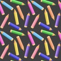 Seamless pattern with bright colored school pencils on a gray background. School background, print Royalty Free Stock Photo