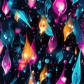 seamless pattern with bright colorful rainbow water drop droplets on glass surface on black multicolored background Royalty Free Stock Photo