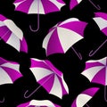 Seamless pattern with bright colorful umbrellas. Autumn background