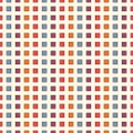 Seamless pattern with bright colors repeated squares. Vertical dashed lines abstract background. Mosaic wallpaper. Royalty Free Stock Photo