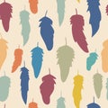 The seamless pattern of bright feathers for your design