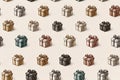 Gift idea. Seamless pattern. Bright gift boxes. Hand drawn. Minimalist style Royalty Free Stock Photo