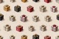 Perfect gift. Seamless pattern. Bright gift boxes. Hand drawn. Minimalist style Royalty Free Stock Photo