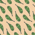 Seamless pattern with bright green fantasy leaf, decorative art background