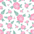 Seamless pattern with bright roses and leaves Royalty Free Stock Photo