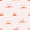 Seamless pattern with bright suns on a light background Royalty Free Stock Photo