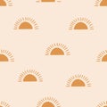 Seamless pattern with bright suns on a light background Royalty Free Stock Photo
