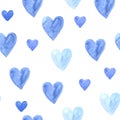 Seamless pattern with bright watercolor heart