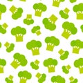 Seamless pattern with broccoli green cabbage, isolated on white background trend of the season. Can be used for Gift wrap fabrics Royalty Free Stock Photo