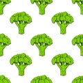 Seamless pattern with broccoli. Vector background Royalty Free Stock Photo