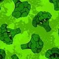 Seamless pattern with broccoli. Vector background Royalty Free Stock Photo