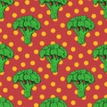 Seamless pattern with broccoli. Vector background Royalty Free Stock Photo