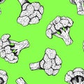Seamless pattern with broccoli. Vector background Royalty Free Stock Photo