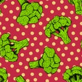 Seamless pattern with broccoli. Vector background Royalty Free Stock Photo