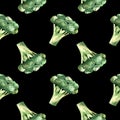 Seamless pattern, broccoli , watercolor, modern design Royalty Free Stock Photo