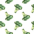 Seamless pattern, broccoli, watercolor, modern design