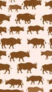 Seamless Pattern of Brown Bull Silhouettes Royalty Free Stock Photo