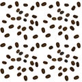 Seamless pattern of brown natural coffee beans on a white background Royalty Free Stock Photo