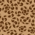 Seamless pattern of brown whorls curlicues