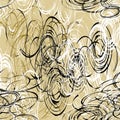 Seamless pattern with brush chaotic black,white,brown ovals