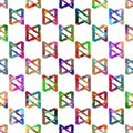 Seamless pattern brush colorful triangle. Rainbow color on white background. Hand painted grange texture. Ink geometric