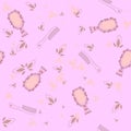 The seamless pattern with brush and mirror