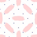 Seamless pattern with brush strokes on polka dot background. Paint, watercolor, brushstrokes.