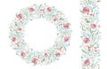 Seamless pattern brush with stylized bright summer flowers. Endless floral hand drawing texture. Royalty Free Stock Photo