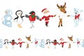 Seamless pattern brush with traditional Christmas characters. Royalty Free Stock Photo