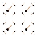 Seamless pattern brushes for makeup isolated on white background. Close-up, different tilt Royalty Free Stock Photo