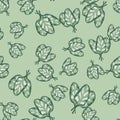 Seamless pattern bunch spinach salad on pastel background. Abstract ornament with lettuce