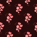 Seamless pattern with bunches of heart and rounded balloon, line drawing hearts and bubbles background.
