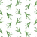 Seamless pattern of bunches of lilies of valley