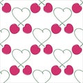 Seamless pattern bunches Love cherry.