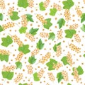 Seamless pattern of bunches of white currants with leaves on a isolated background