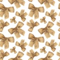 Seamless pattern with Burlap bow and ribbon.