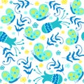 Seamless pattern with butterflies and flowers