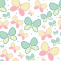 Seamless pattern with Butterflies. hand drawn Illustration Royalty Free Stock Photo