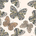 Seamless pattern with butterflies.